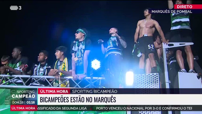 Sporting campeão chega a um Marquês em euforia Sporting campeão chega a um Marquês em euforia